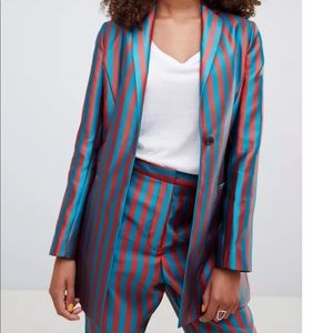 ASOS DESIGN Tall tailored slim pants and blazer in striped jacquard